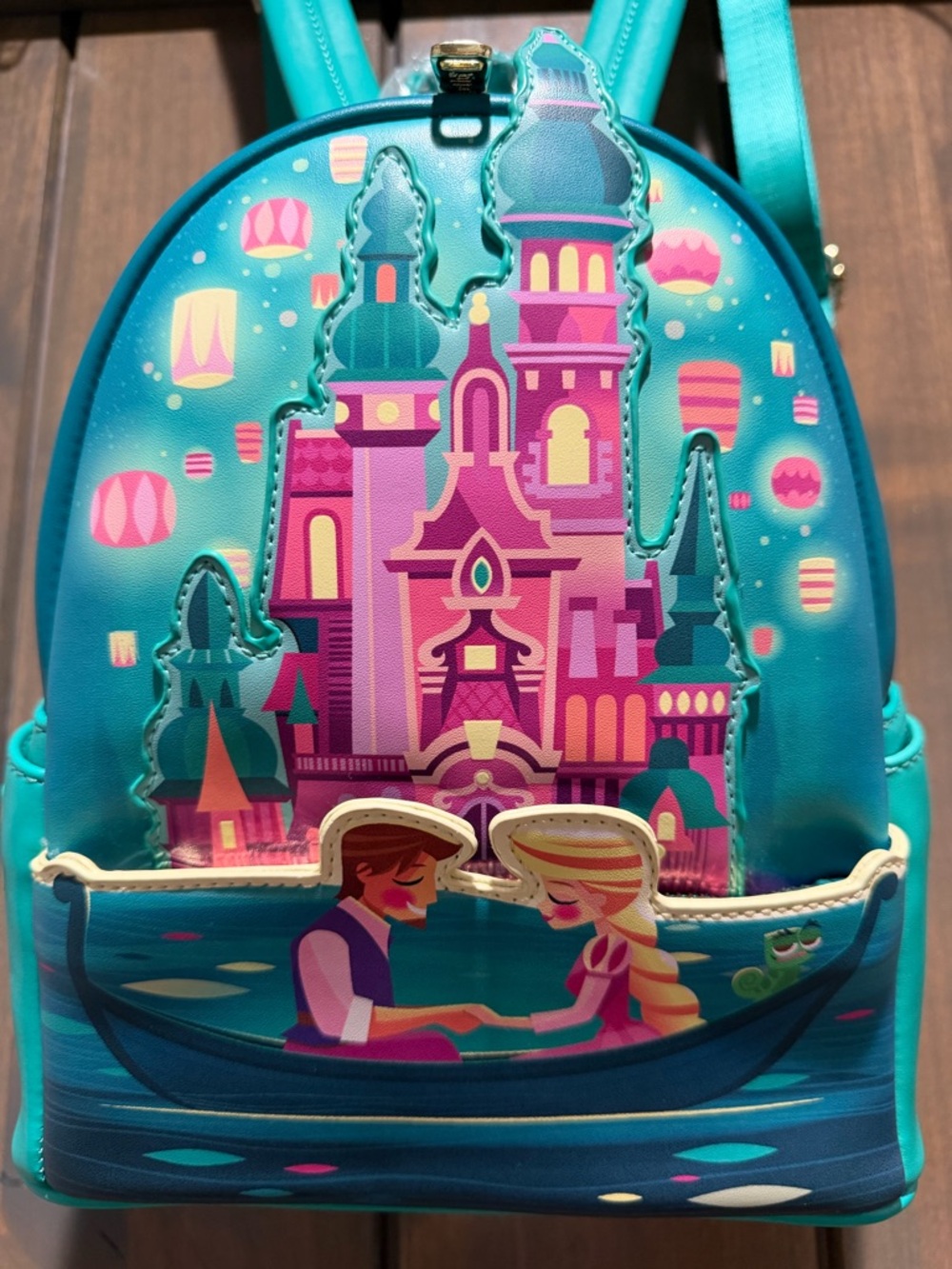 Loungefly NEW Teal disney Repunzel Castle Mini Backpack
